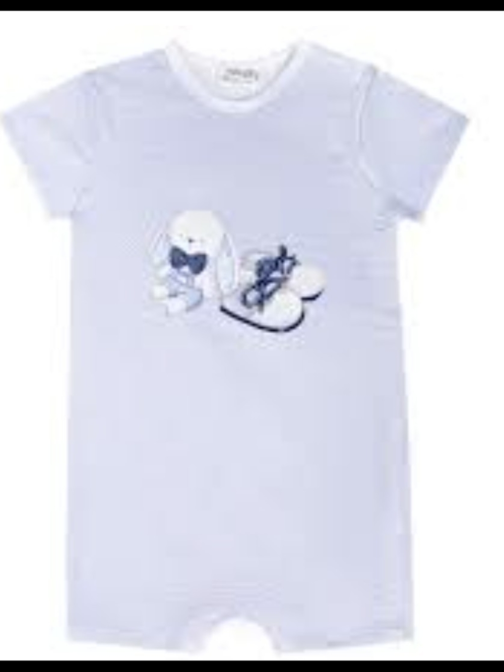 Mayoral Light Blue Bunny & Shoe Short Sleeve Romper 6/9 Months